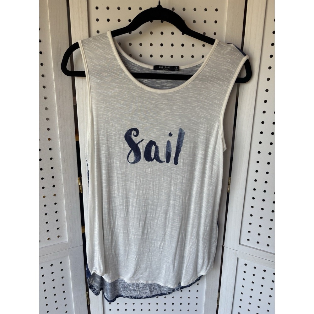 Max Jeans Sleeveless Tank Top Women's S "Sail" Nautical‎ Summer Beach Vacation